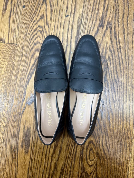 STUART WEITZMAN Lottie croc-effect polished-leather loafers  Stuart Weitzman Loafers